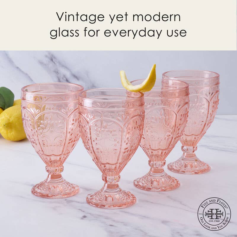 Fitz and Floyd® Mikasa® Pfaltzgraff® - Wholesale Wine Glass - Fitz & Floyd Trestle Blush 12OZ Goblet Blush S4 Brown Bx Pkg2