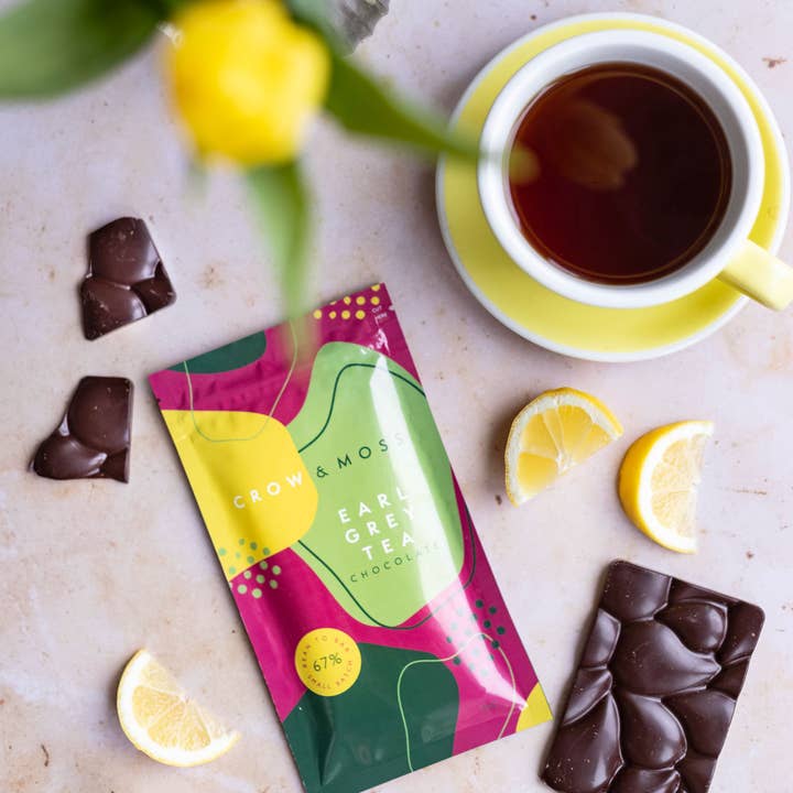 Crow & Moss Chocolate - Wholesale Chocolate Bar - Earl Grey Tea Dark Chocolate Bar 67% - Case of 12