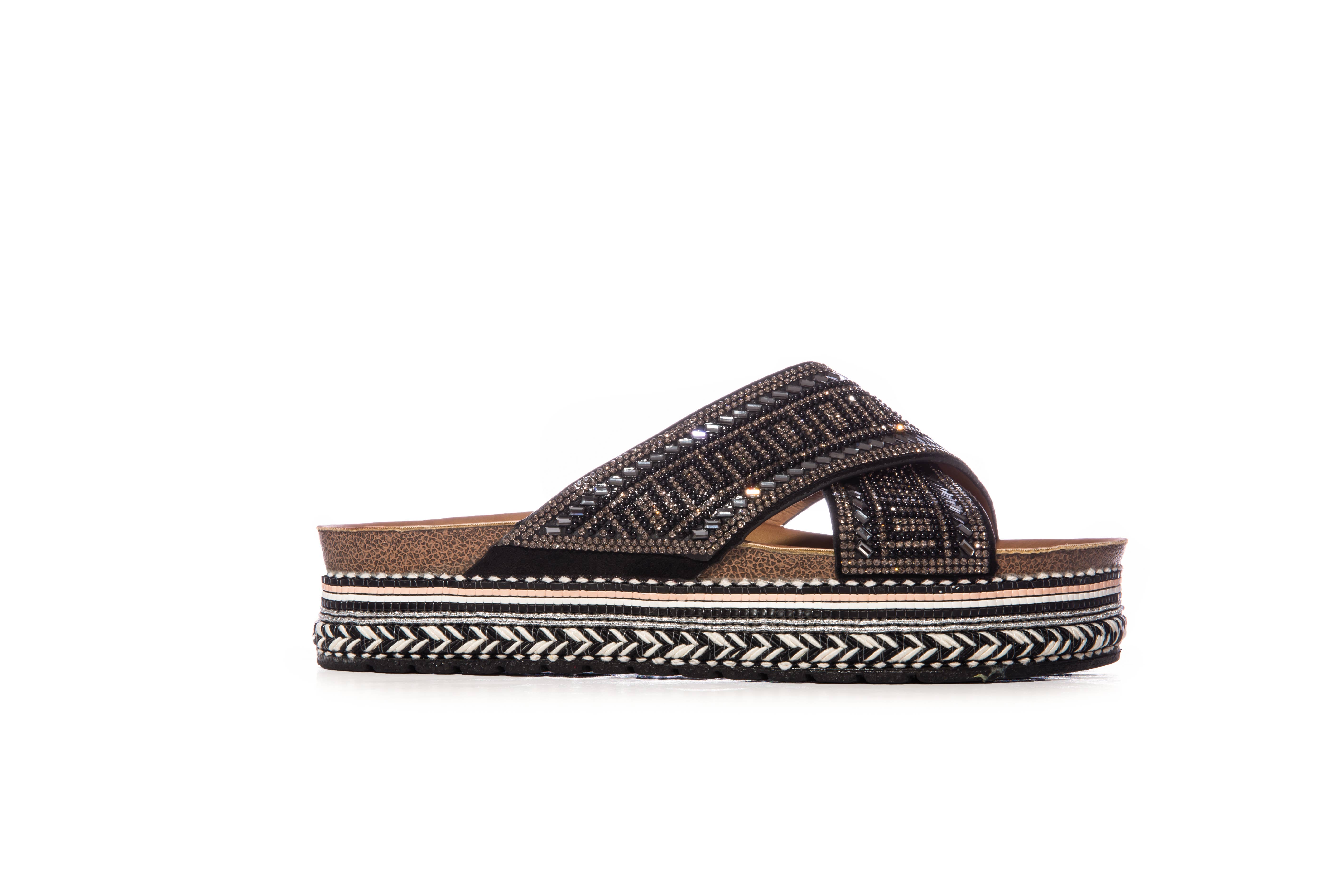 LADY GLORY - Wholesale Sandals - Women's - Platform mules with cross strap1