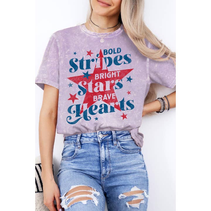 4th of July Bright Star Mineral Washed T Shirt for wholesale by Amused by Blue