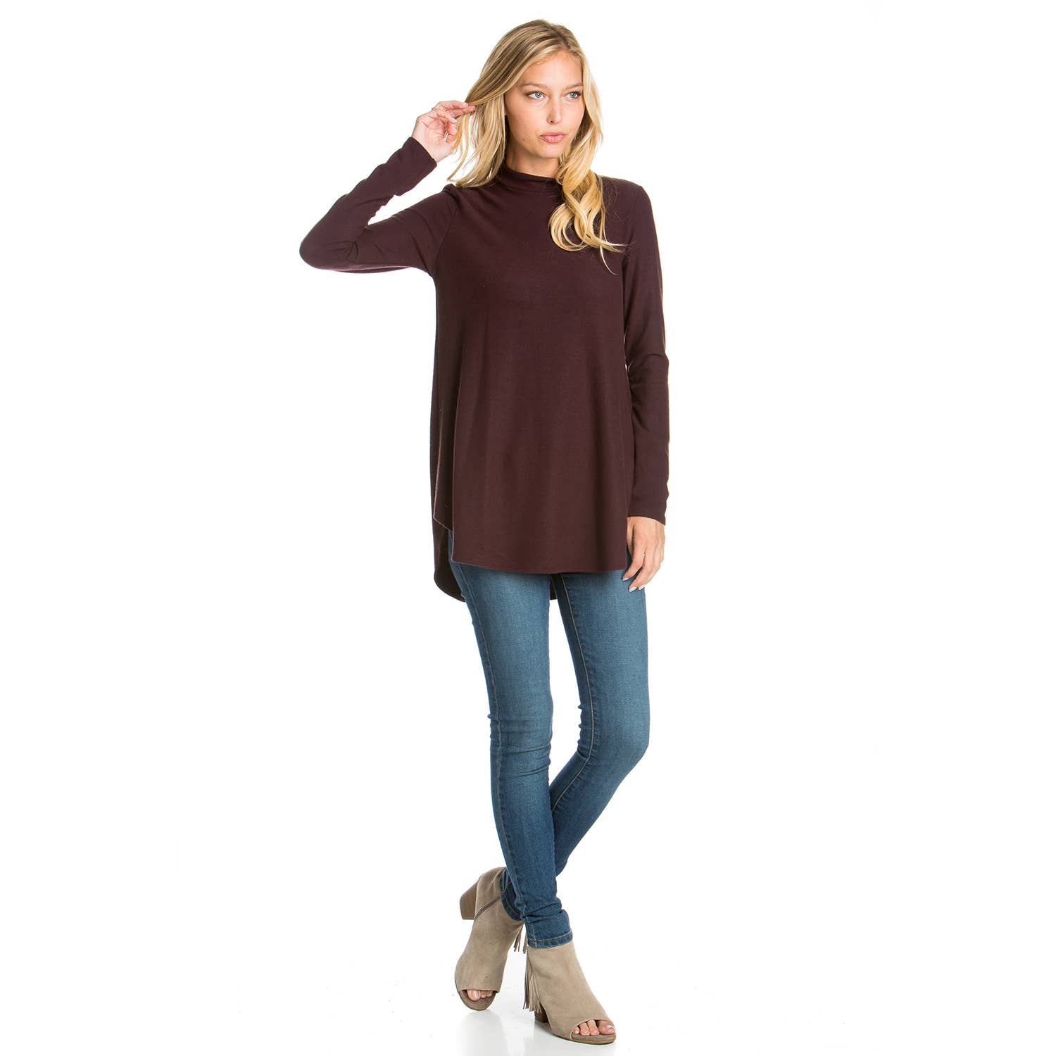 Azules Clothing - Wholesale Tunic - Women's - ATP-2289HC Mock Neck Long Sleeve Knit Tunic10