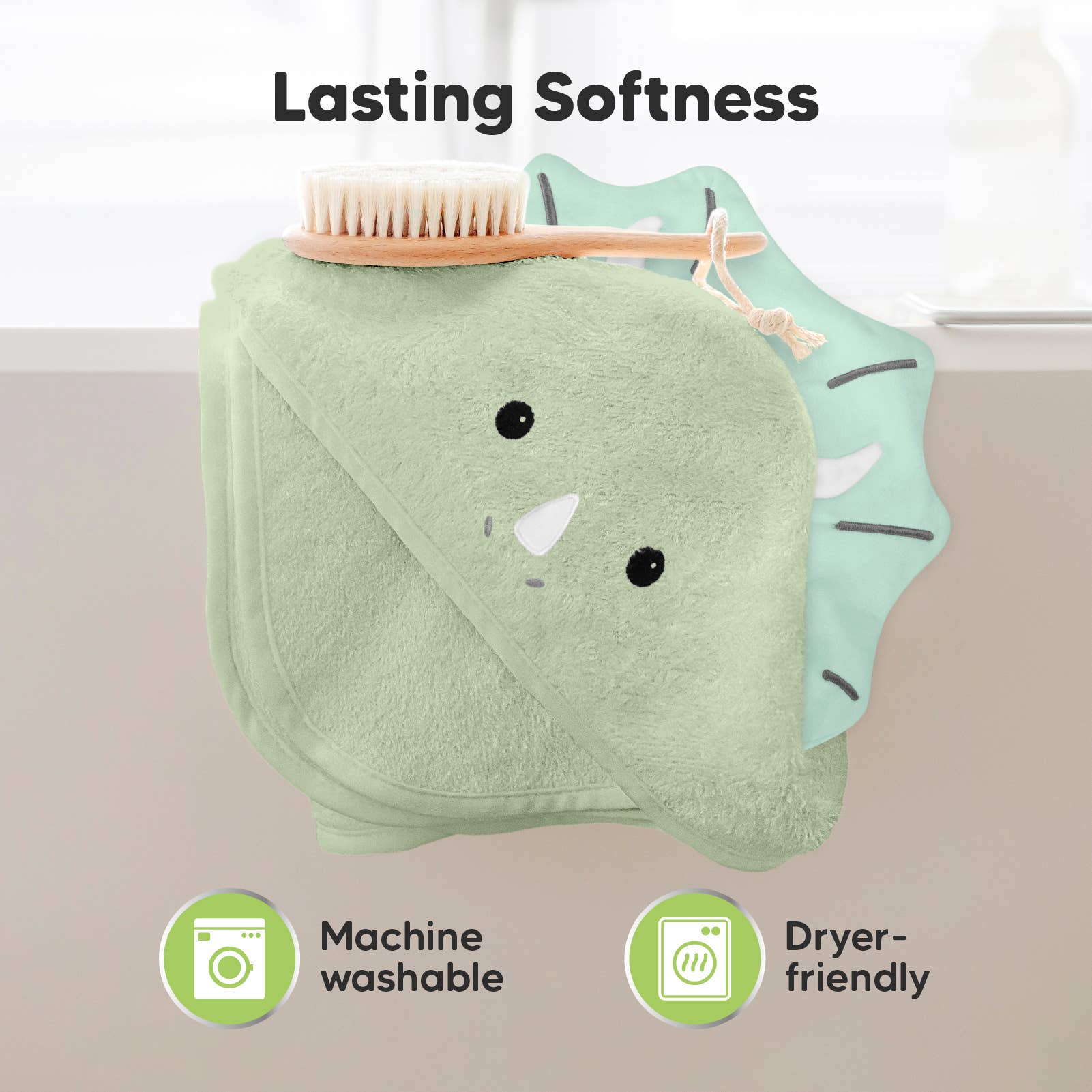 Triceratops KeaBabies Cuddle Baby Hooded Towel for wholesale on Faire6