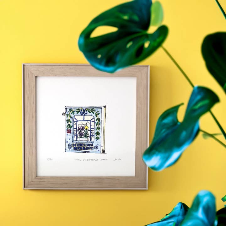 Aquarelle : Hôtel du Brabant, Paris (15x15 cm) pour la vente par Atelier Nunila