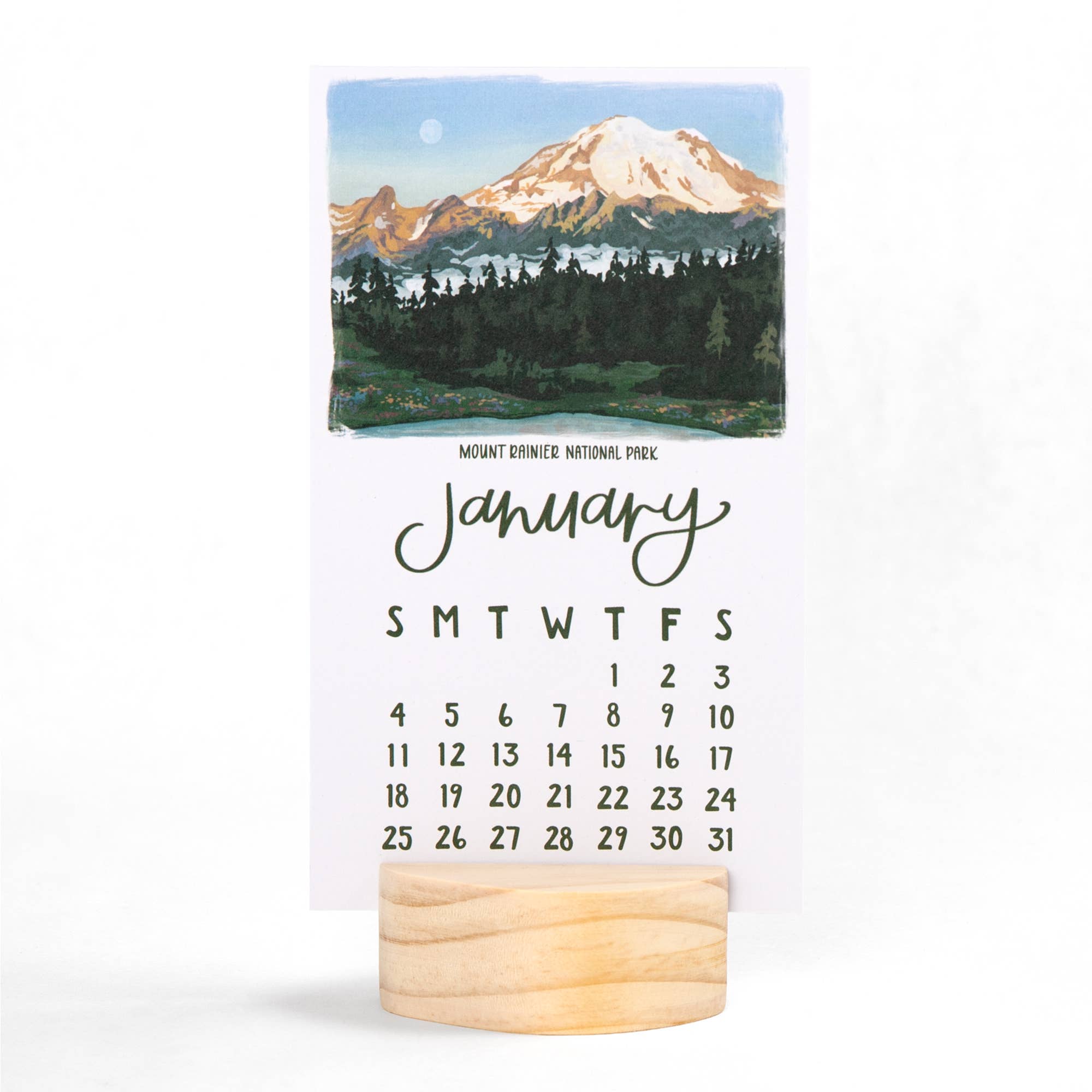 1canoe2 | One Canoe Two Paper Co. - Wholesale Calendar - National Parks 2026 Mini Desk Calendar with Wooden Block1