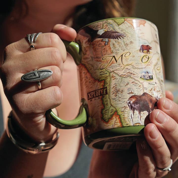 XPLORER MAPS – Großhandel Kaffeebecher – Montana State Map Tasse – 16 oz Keramik, Grün1