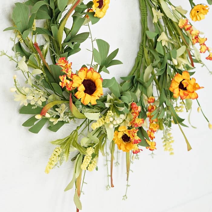 Impressive Enterprises, Inc. - Wholesale Wreath - 30990- 20in Wreath-Yellow Daisy with mountain flowers-