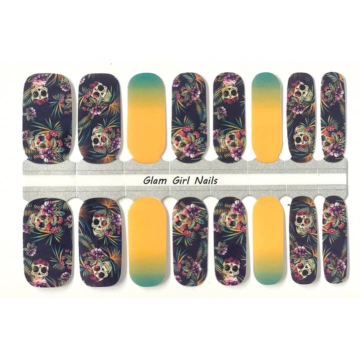 Envolturas de uñas de Halloween Tropical Skulls para venta al por mayor de Glam Girl Nails