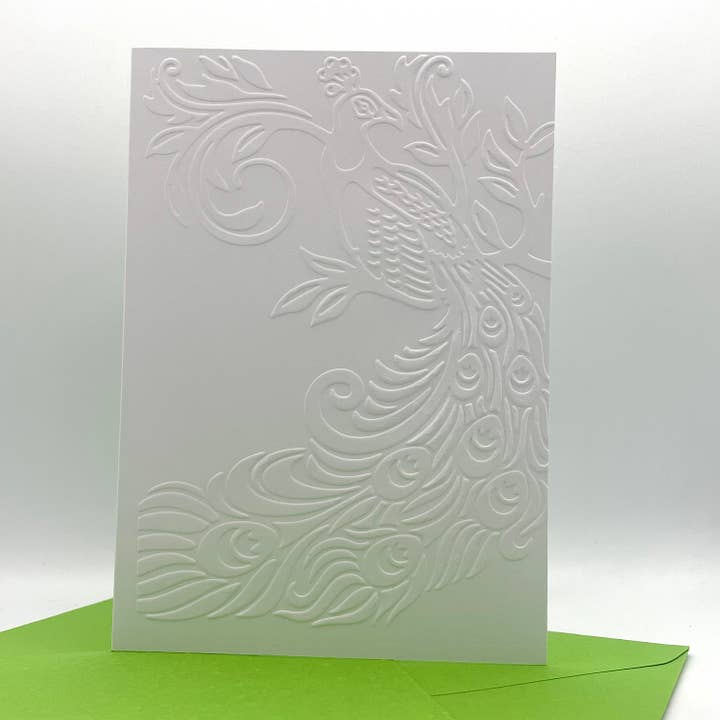Peacock Embossed Notecards - Pack of 6 for wholesale by Looks Inviting