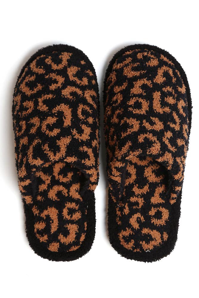 Hana - Wholesale Slippers - Women's - Leopard Print Fuzzy Microfiber Slipper2
