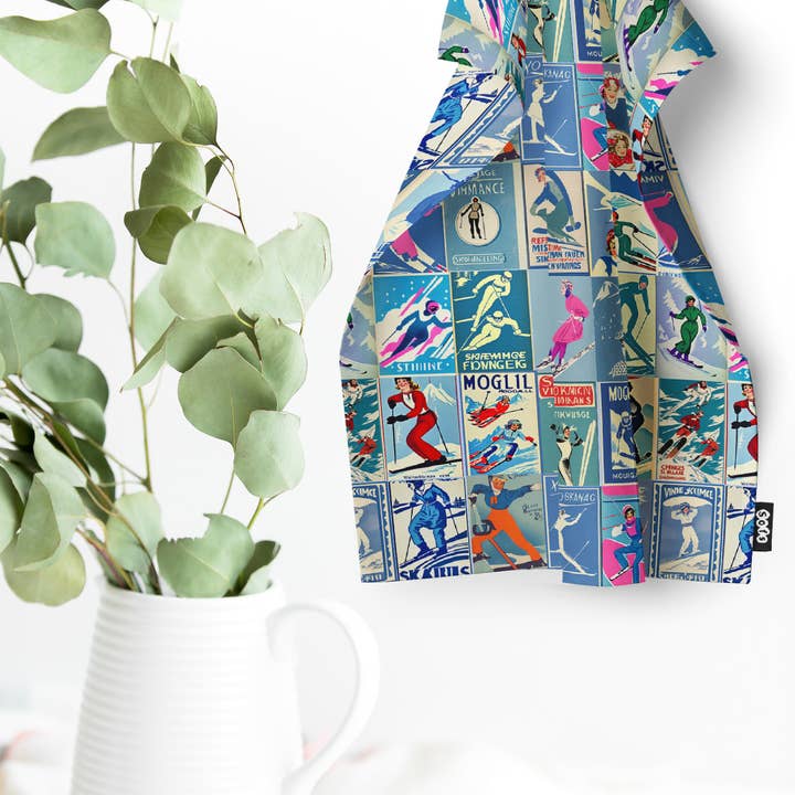 Sofs Designs - Wholesale Tea Towel - Tea Towels in Vintage women Skier Art, with 2 color theme
