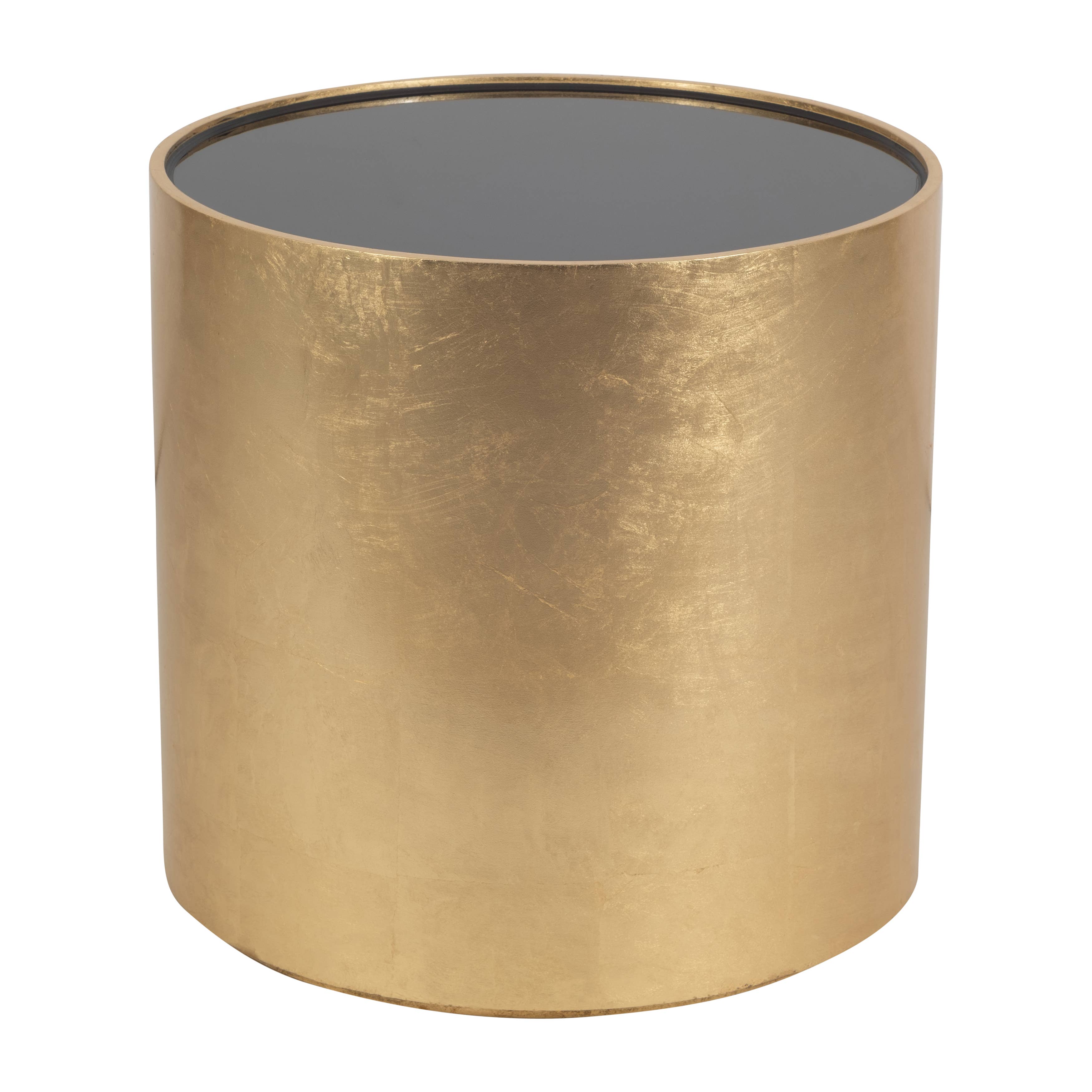 Sagebrook Home - Wholesale Side Table - Side Table - Gold Glass Round Top Cylindrical Base, 24 in.3