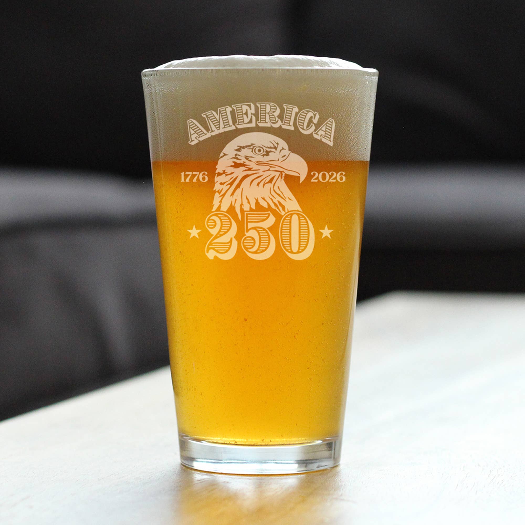 bevvee - Wholesale Beer Glass/Mug - America 250 Anniversary - Pint Glass Engraved in USA1