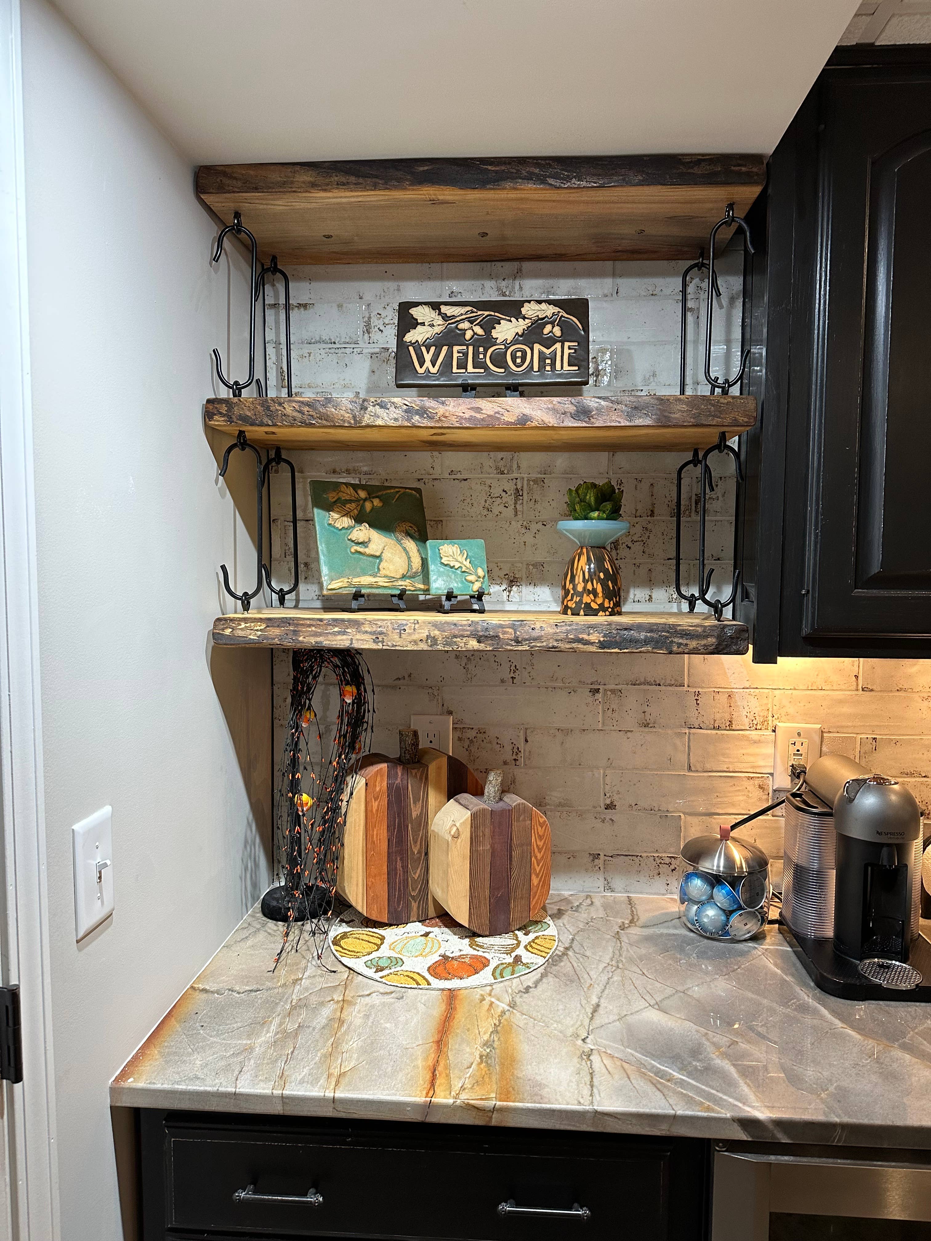 Steel Oak - Wholesale Wall Mounted Shelf - Live Edge Spalted Maple, Ambrosia Maple Wood Floating Shelf8