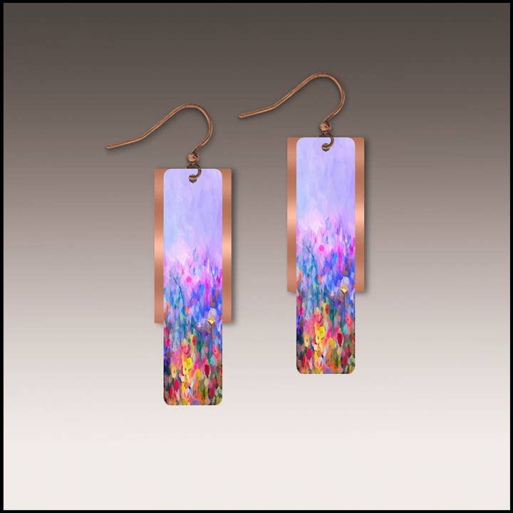 Rainbow Floral Copper Accent Multilayer Earrings for wholesale by Illustrated Light & DC Designs