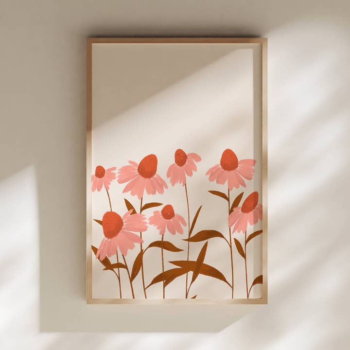 Coneflowers Blomstret Kunsttryk for engroshandel hos GREENHOUSE SOCIETY PAPER