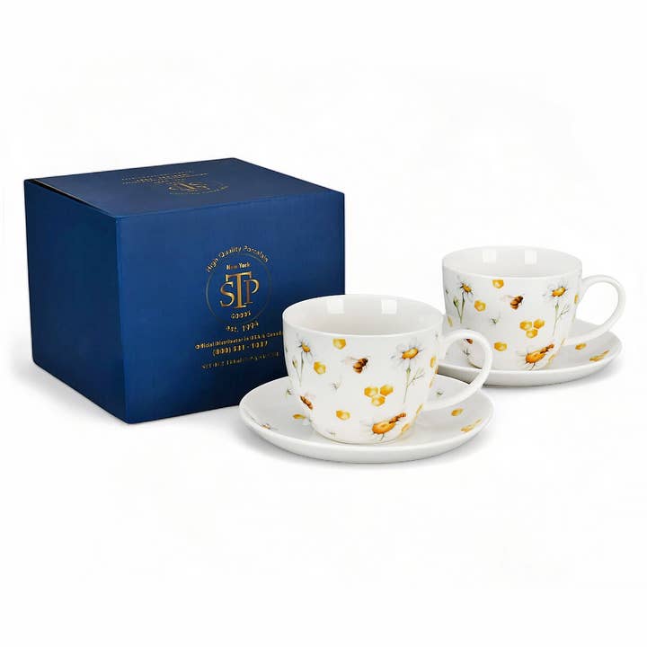 STP - Wholesale Tea Set - Tea with Honey Porcelain Tea Cup w/ Saucer 400ml Set of 2