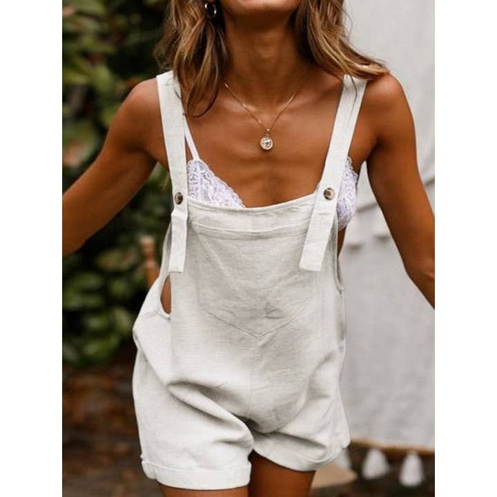 UZ Wholesale Store - Wholesale Overalls - Women's - Fashion Solid Color Button Jumpsuit