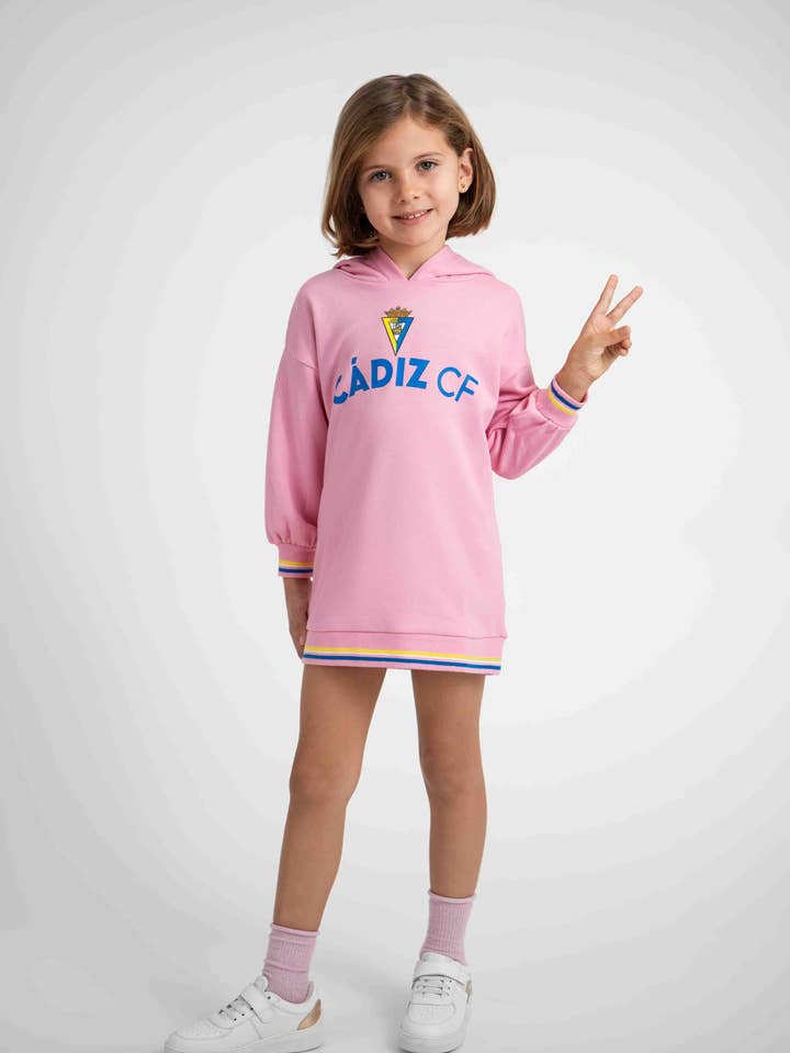 Rosa kjole med hætte pige - Cádiz CF for engroshandel hos Charanga