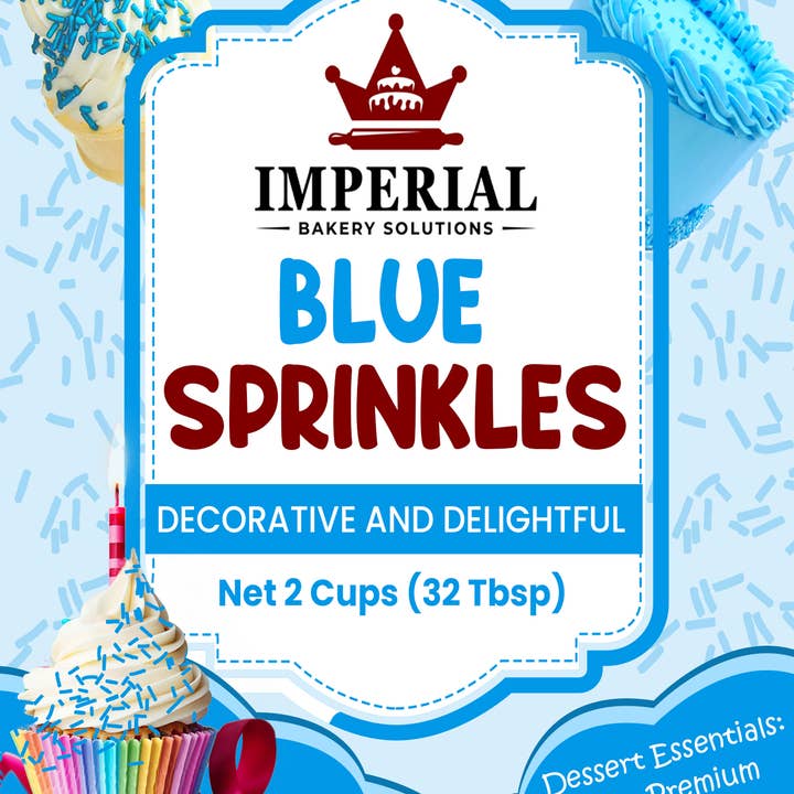 Blue Sprinkles (1 LB Shaker Container) for wholesale by Imperial Foods