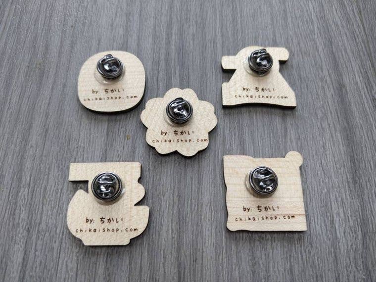 Chikai Shop - Vendita all'ingrosso Spille - Spilla con spilla in legno in stile giapponese6