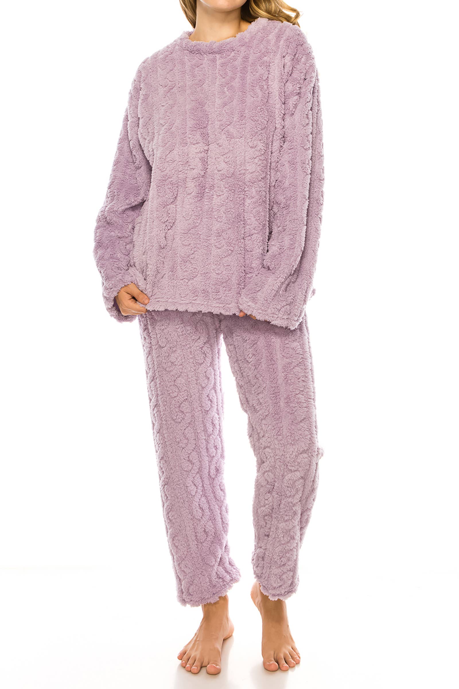 Cap Zone - Wholesale Loungeset - Dames - Kabel Fuzzy Sherpa Fleece Pyjama Sets8