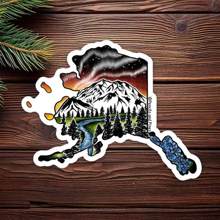 Alaska State Sticker for wholesale by Pencils and Pines