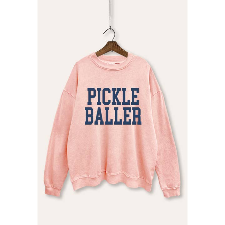 "PICKLE BALLER" GRAPHIC MINERAL WASHED SWEATSHIRT for wholesale by VINTAGE POINT USA