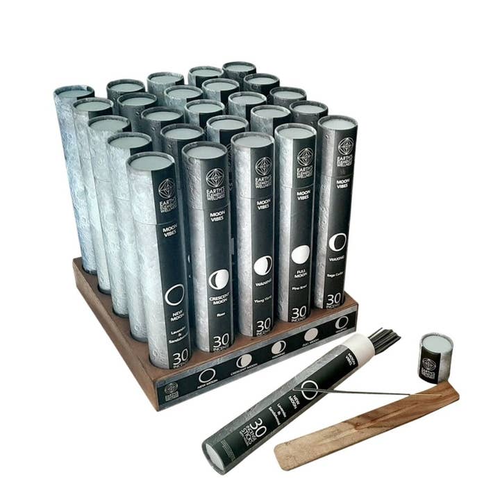 Earths Elements Wholesale - Wholesale Incense - Set of 25 EE Moon Vibes Incense Sticks with Wooden Display