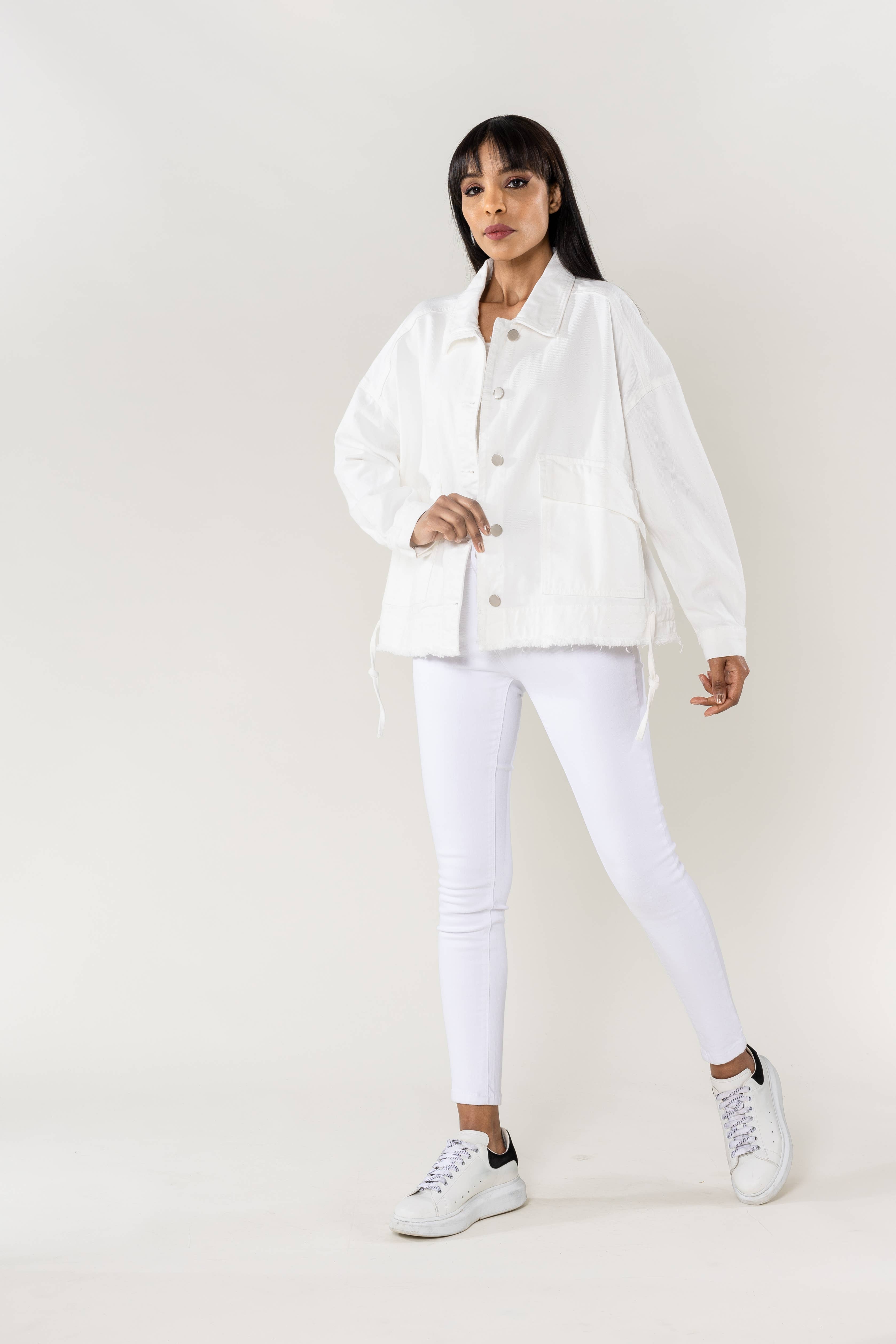 Nina Carter – Casaco de ganga - Mulher por atacado – Casaco de ganga oversized Nina Carter bolsos grandes S5626