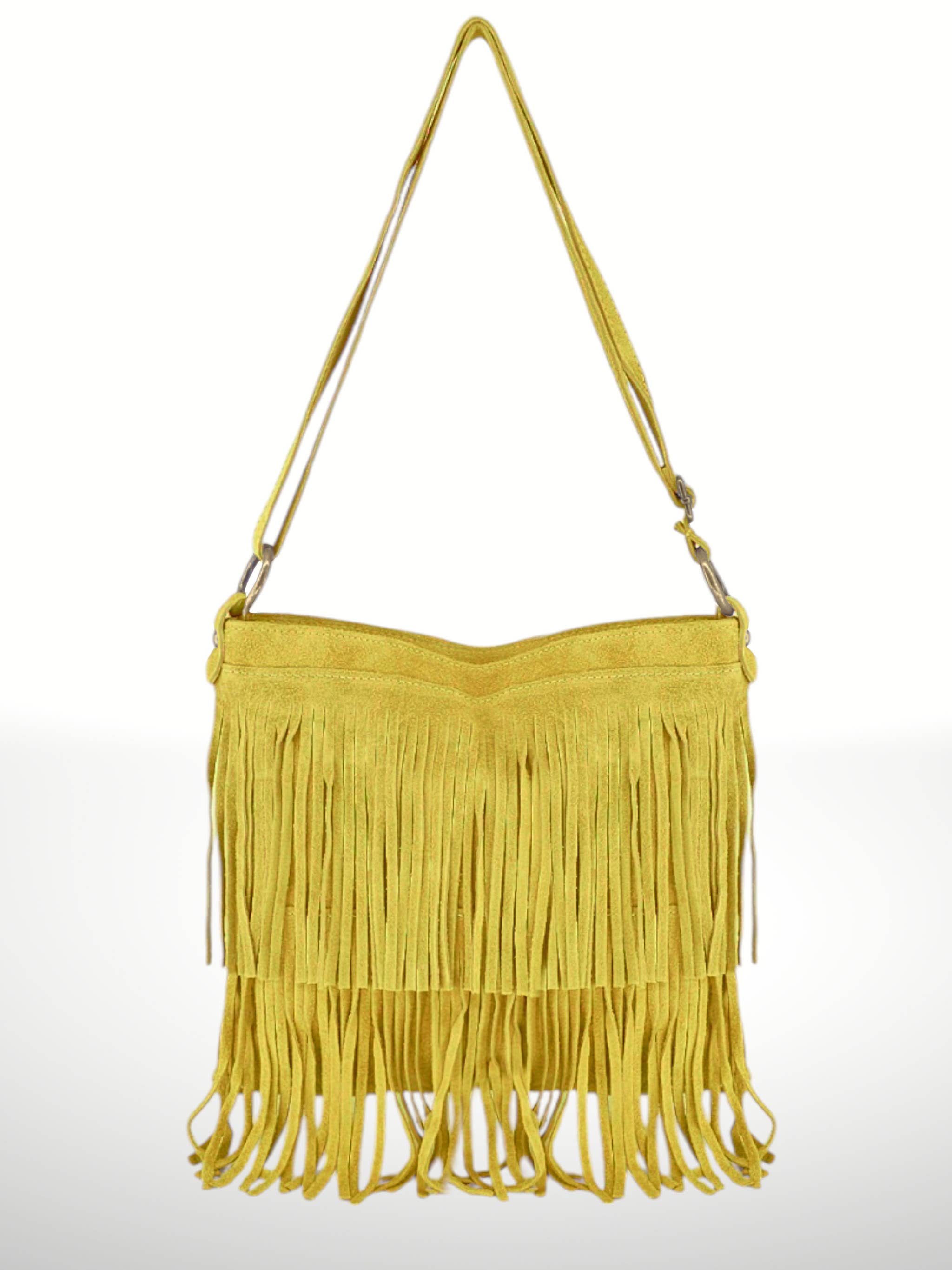 ITALIAN'S LEATHER - Wholesale Crossbodytas - Dames - Suède leren tas Cascade met franjes2