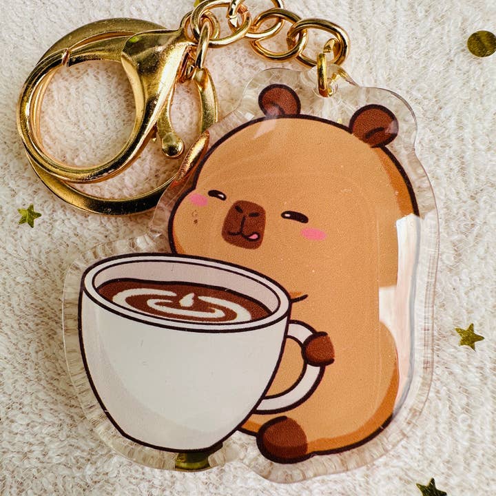 CapyFun - Wholesale Keychain – Women's - Capybara Acrylic Keychain Cute Kawaii Dumpling Boba Tea Coffee Ice Cream Reading Orange Ramen Foodie Hot Pot Holiday Gift For Her1
