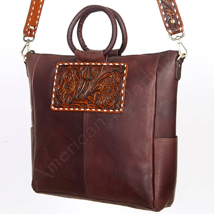 LC-ADBGI143B Tote Genuine Western Leather Women Bag for wholesale by LS Western