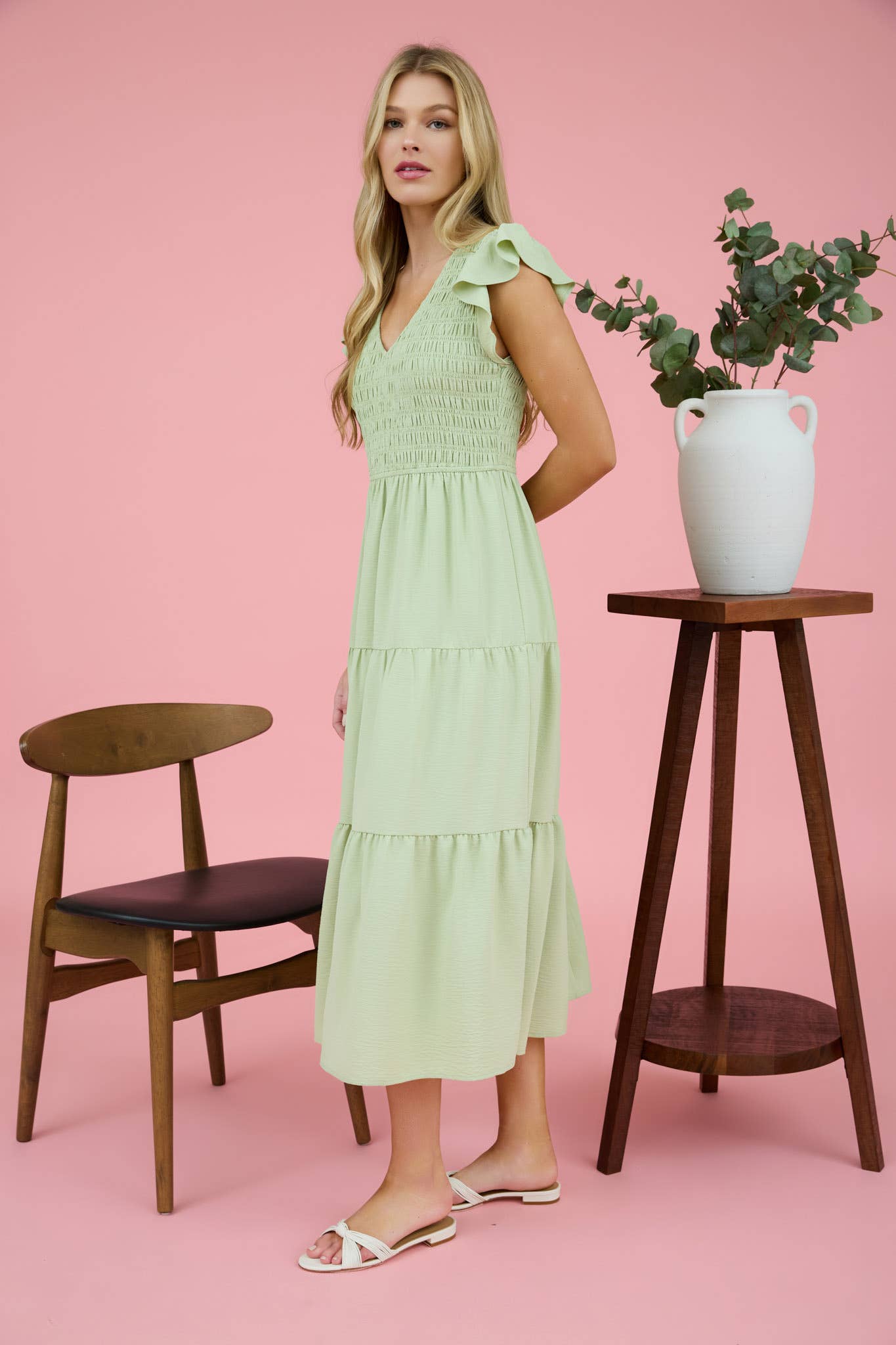 MINE - Wholesale Dress - Women's - FLUTTER SLEEVE MAXI DRESS6