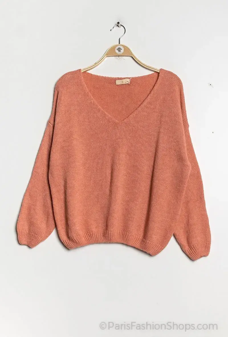 Mimi & Gogo - Vente Pull en maille – femme - Pull uni basique @20127_uni12