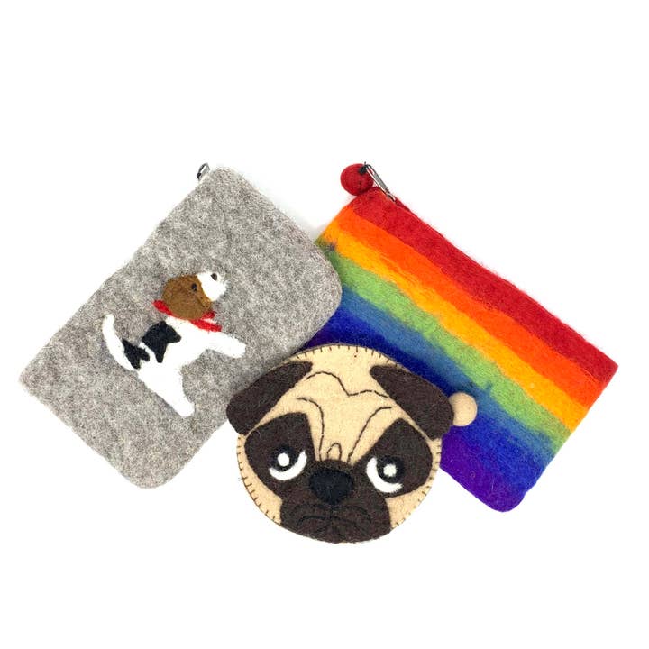 Global Crafts - Wholesale Coin purse – Women’s - Jack Russell Felt Zipper Pouch1
