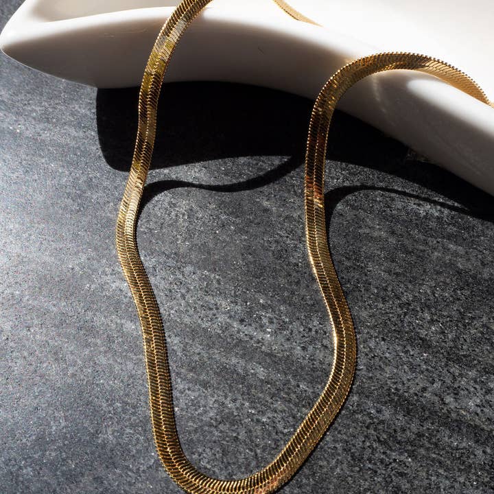 Luv AJ – Engroshandel Led/kæde halskæde – Classique Herringbone-kæde - Guld3