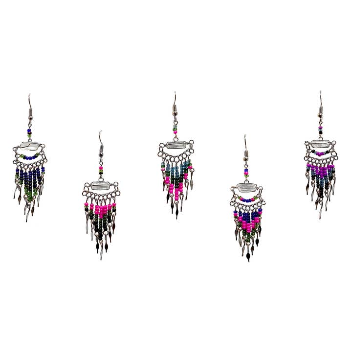 Gypsy Rose - Wholesale Dangle Earrings - CRYSTAL BEAD EARRINGS WITH LONG BEADED DANGLES EARRINGS