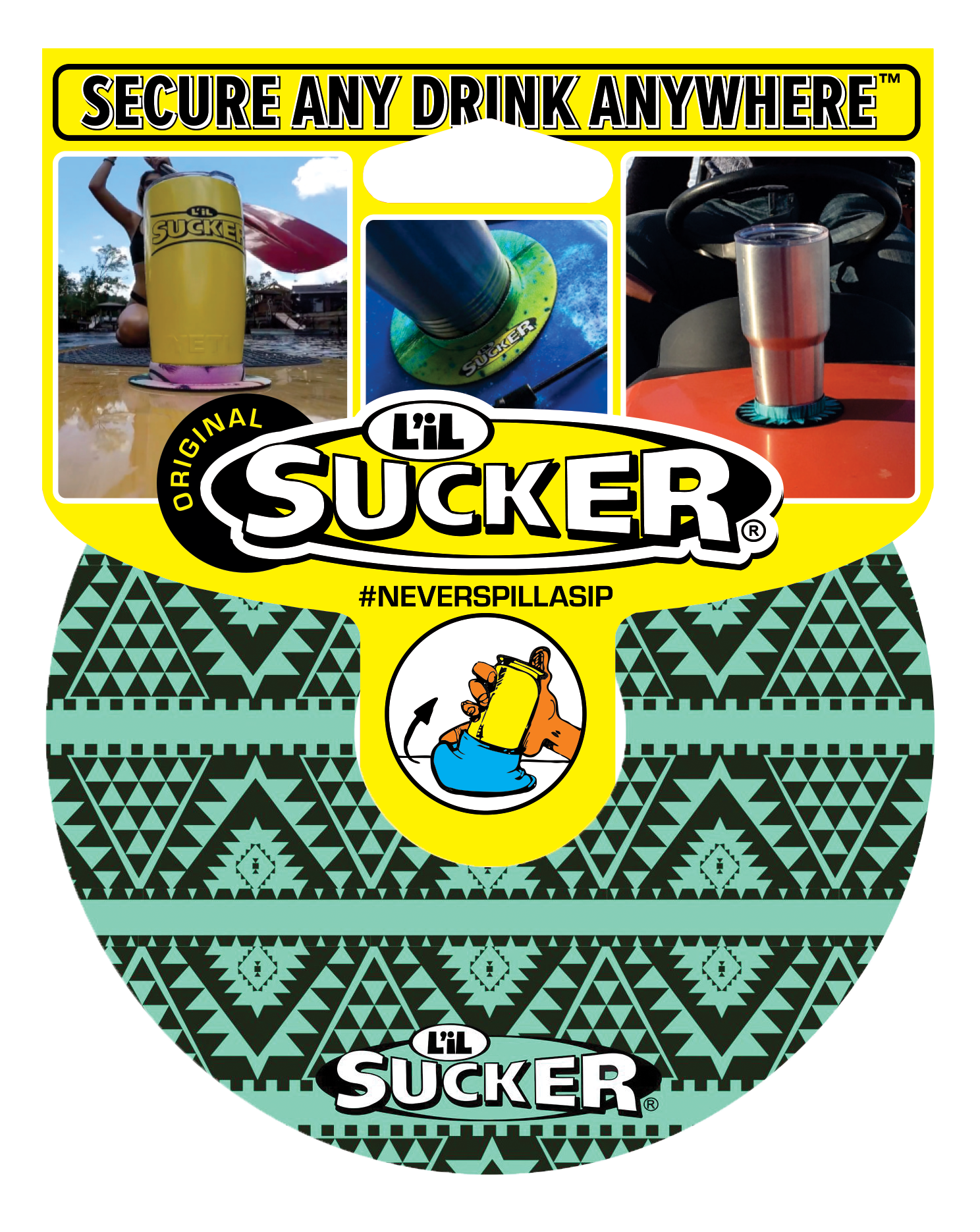 Lil Sucker - Wholesale Drink Huggers & Koozies - Turquoise Aztec Themed L'il Sucker Drink Hugger2