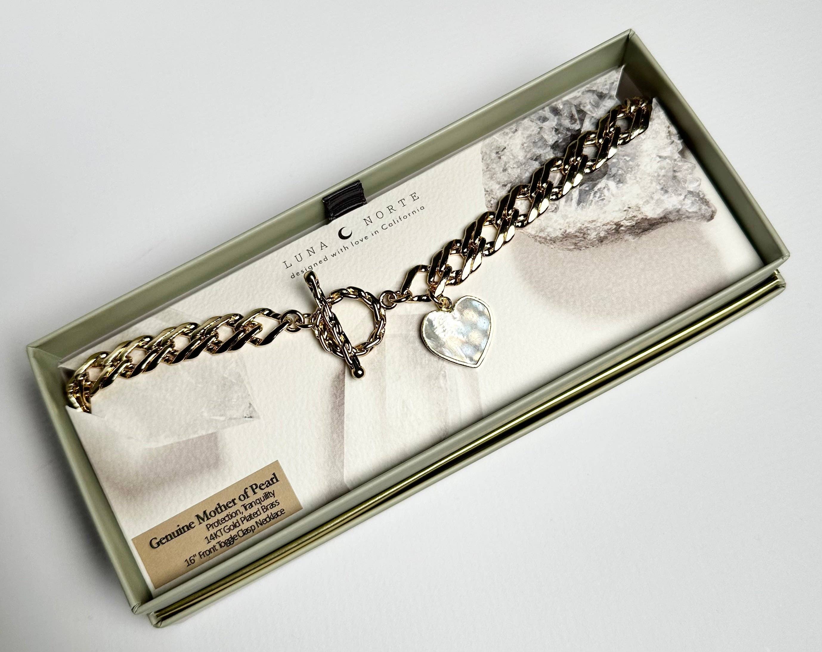 Luna Norte - Wholesale Pendant/Charm Necklace - Heart of Gold Toggle Necklace - Mother of Pearl1