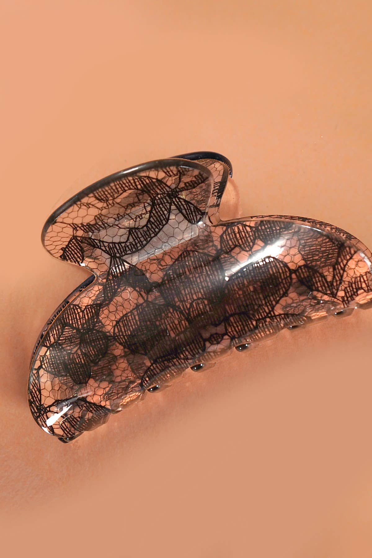 JOSSLYN by wall to wall - Wholesale Hair Clip - Women's - SHEER MESH LACE HALF MOON HAIR CLAW CLIPS | 40H8630