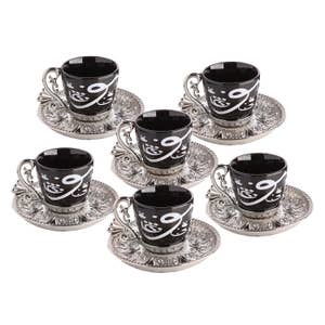 Crystalia Helena Espresso Cups with Saucers, Set of 6