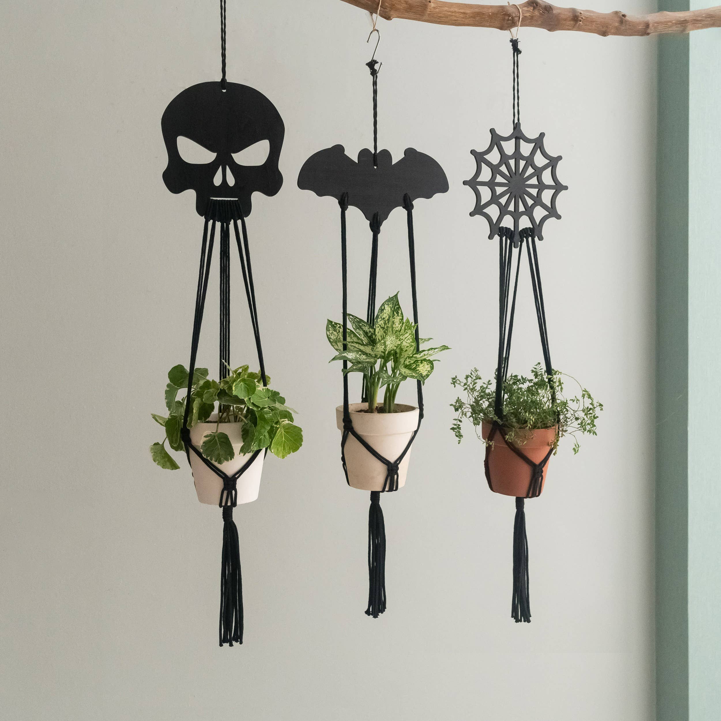 BeanDaikon – Engroshandel Hængende plantekasse – Gotisk Macramé Planteophæng Halloween Dekoration I987