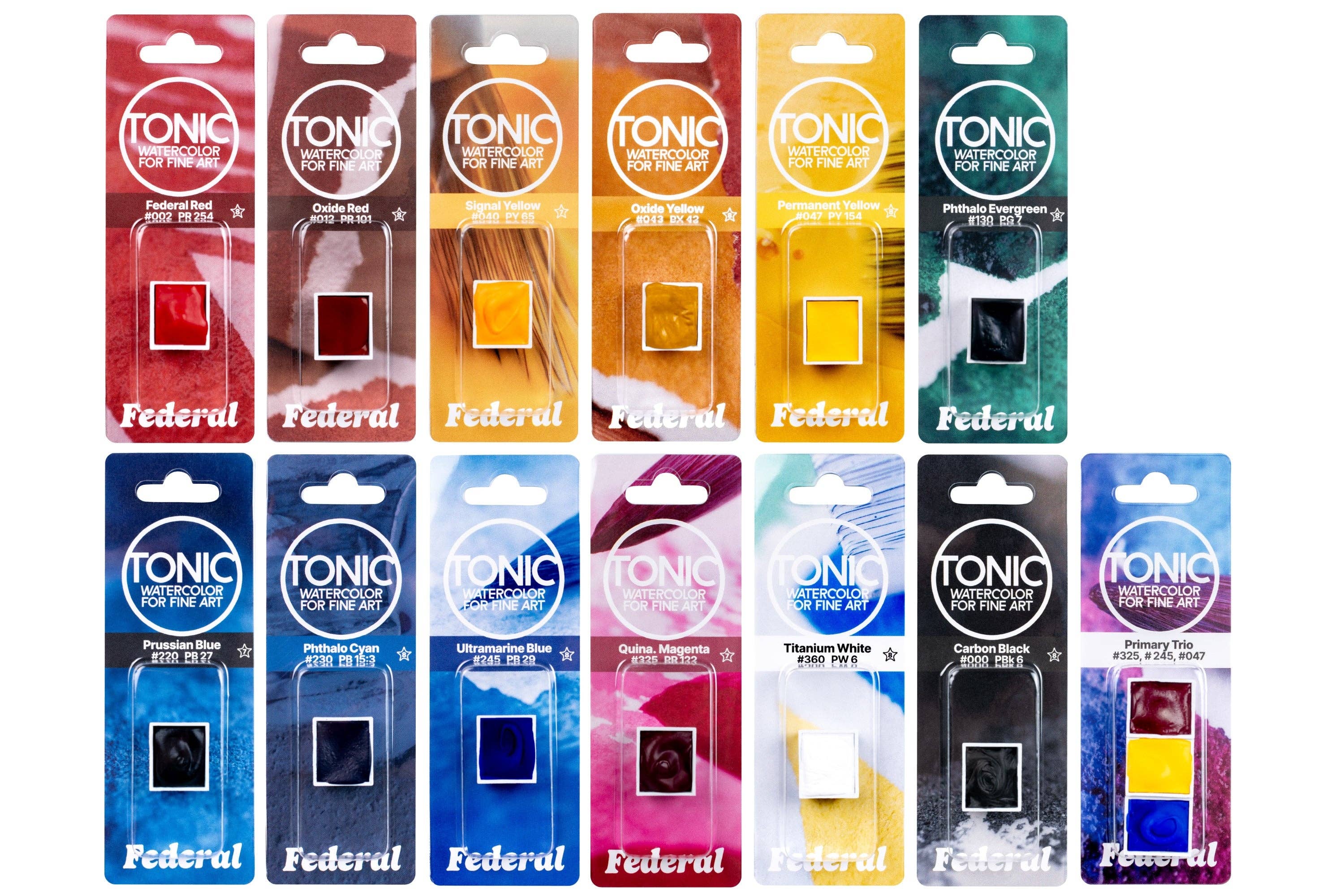 Federal Color - Wholesale Watercolor Paint - Tonic Watercolor Half Pans, Primary Trio6