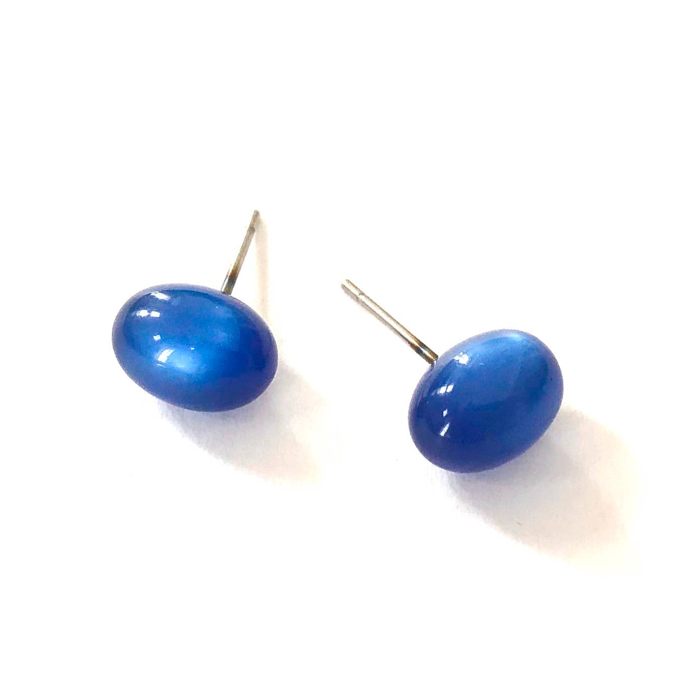 Leetie Lovendale - Wholesale Stud/Post Earrings - Sapphire Blue Moonglow Oval Bulb Stud Earrings1
