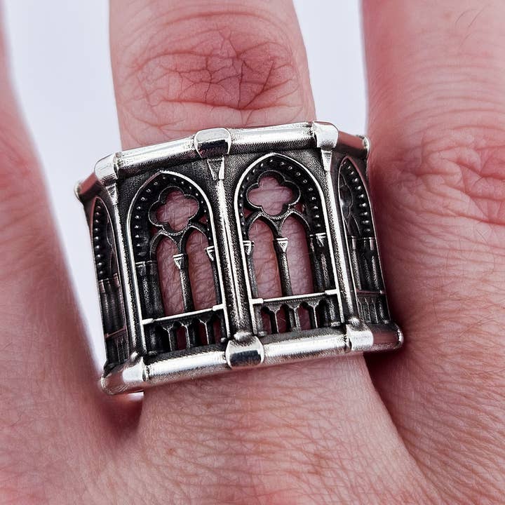Inchoo bijoux inc - Wholesale Band/Stacked Ring - Holy Gothic Church Bold Wide Ring Band11
