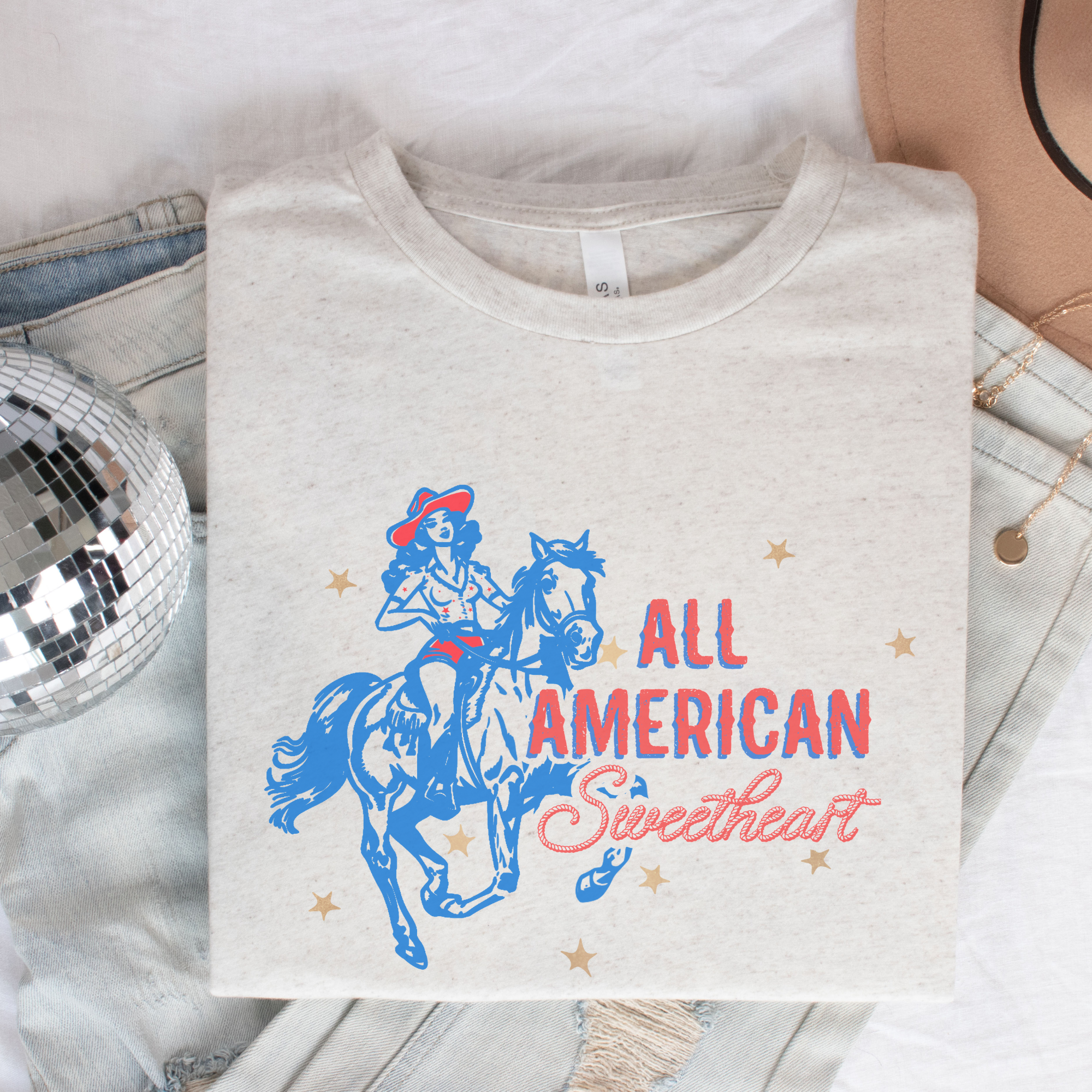 Trendznmore - Modern Graphic Apparel - Wholesale Screen Printed T-Shirt - Women's - Western All American Sweetheart Graphic T-shirt 2