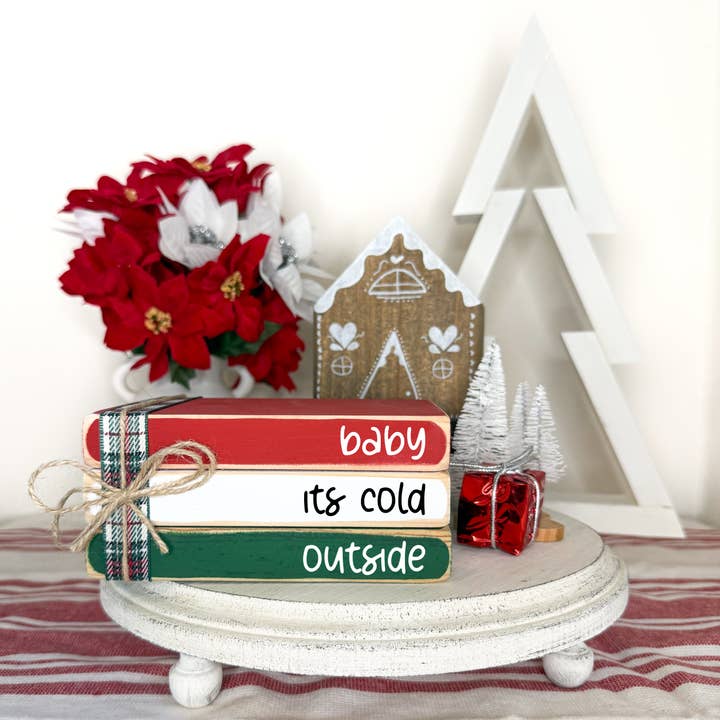 Ruaille Buaille Co - Wholesale Christmas decoration - December holiday home decor | Mini Christmas book stack