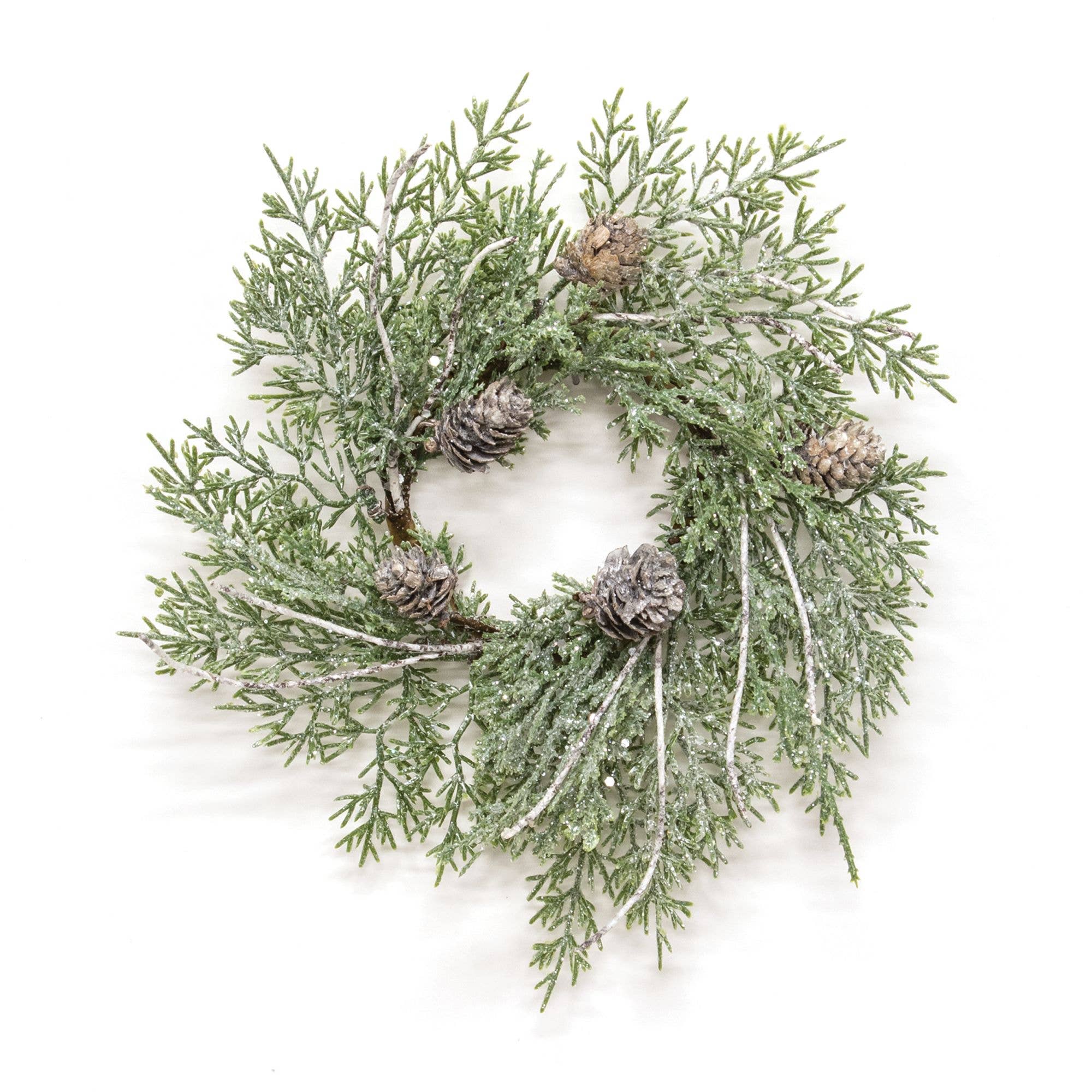 Saybrook Lane – wholesale Wreath – Durham Cedar, Birch Pinecone Candle Ring, 6.5"0