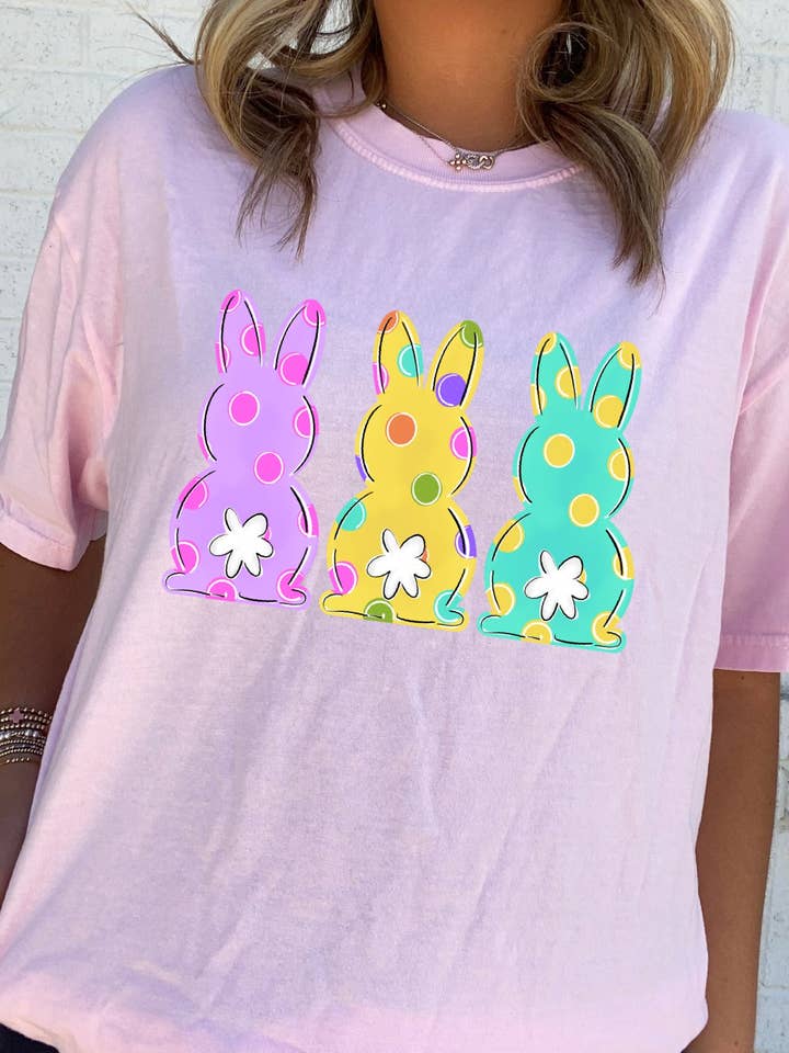 Polka Dot Bunny Trio Tees for wholesale by Ace of Grace