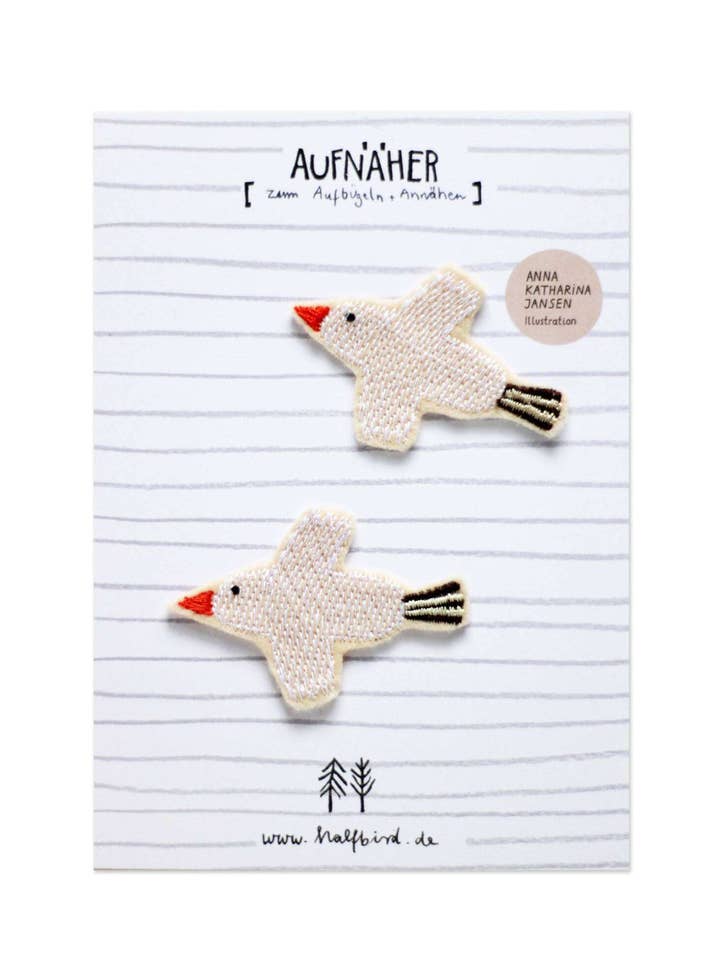 Patch "Vogel wit" set van 2 voor wholesale door Halfbird
